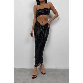 Women's Sequined Strapless Crop Top & Skirt Set