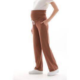 Maternity Wide Leg Flexible Tummy Band Adjustable Waist Sweatpants Brown