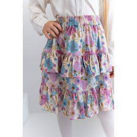 Patterned Woven Skirt with Ruffle Belt for Girls