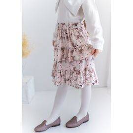 Patterned Woven Skirt with Ruffle Belt for Girls