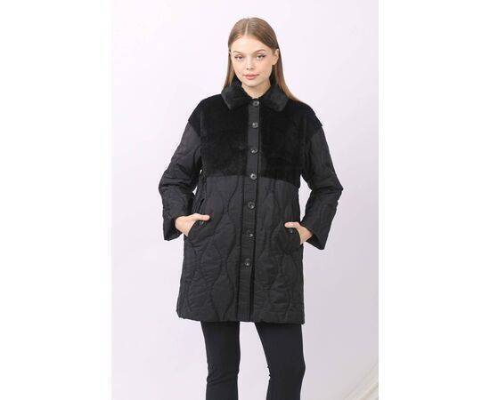 Women's Quilted Coat with Plush Detail (Kaban)