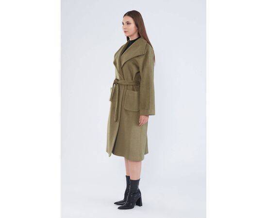 Women's Double Breasted Stash Coat with Waist Belt (Kaban)