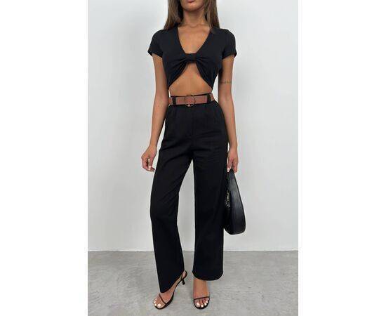 Women's Belted Palazzo Trousers