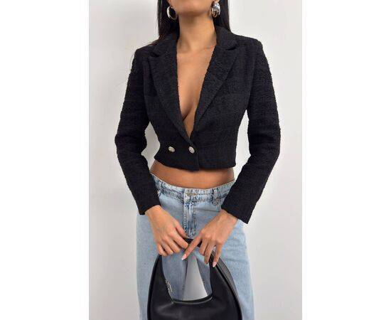 Women's Tweed Crop Blazer Jacket