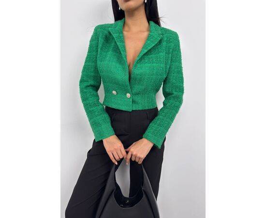 Women's Tweed Crop Blazer Jacket