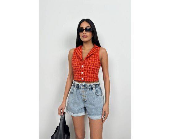 Women's Houndstooth Crop Vest