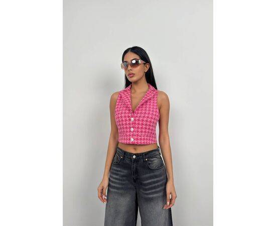 Women's Houndstooth Crop Vest