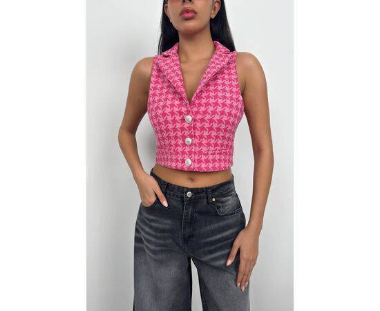 Women's Houndstooth Crop Vest