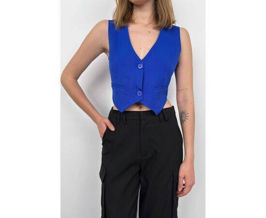 Women's Buttoned Crop Vest