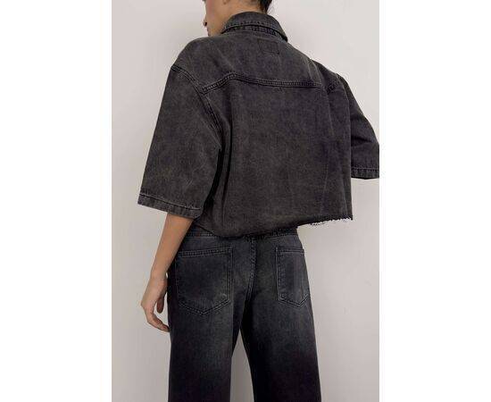 Women's Half Sleeve Crop Denim Shirt