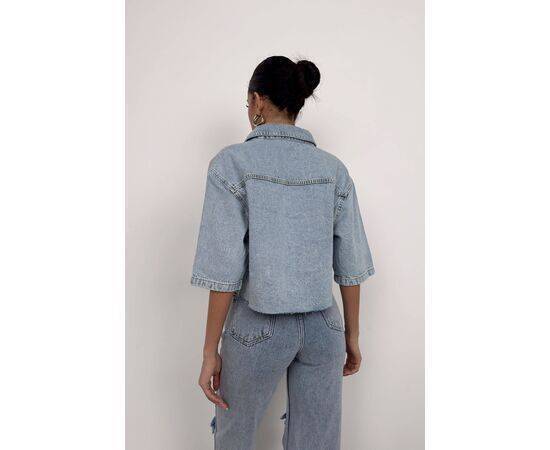 Women's Half Sleeve Crop Denim Shirt