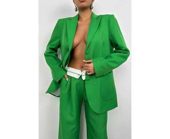 Women's Waist Fold Trousers & Blazer Jacket Set