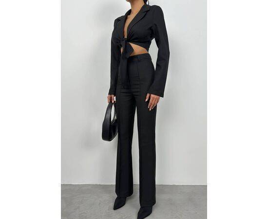 Women's Tie-up Crop Jacket & Trousers Set