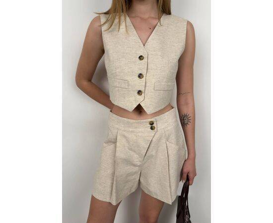 Women's Linen Vest & Shorts Set