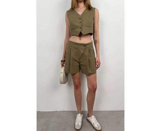 Women's Linen Vest & Shorts Set