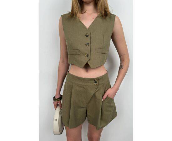 Women's Linen Vest & Shorts Set