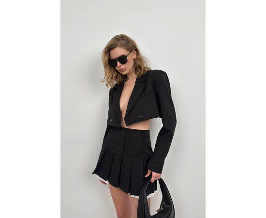 Women's Pleated Skirt & Crop Jacket Set