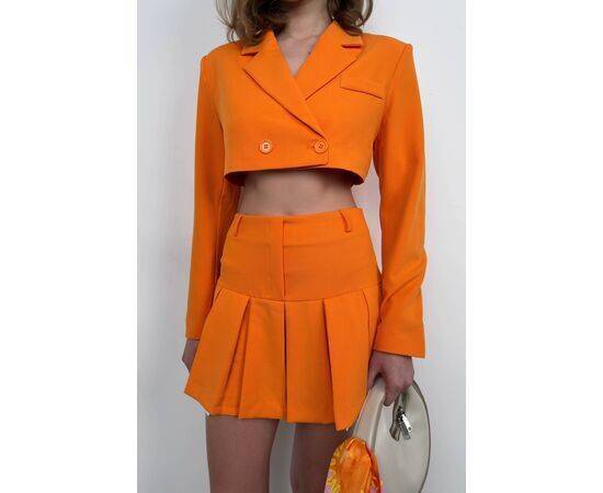 Women's Pleated Skirt & Crop Jacket Set