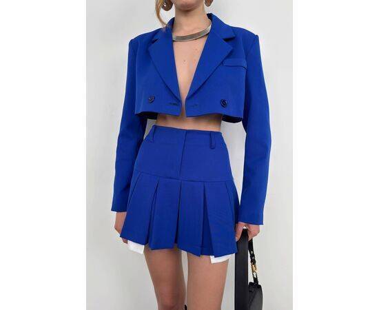 Women's Pleated Skirt & Crop Jacket Set