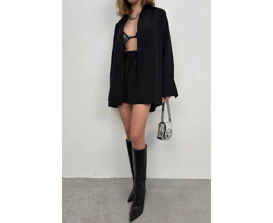 Women's Oversize Shirt & Drawstring Shorts Set