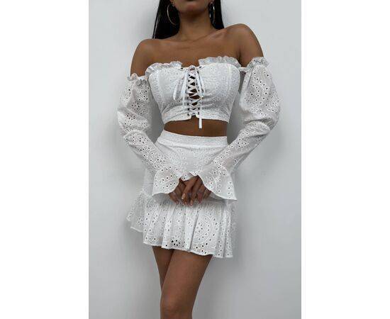 Women's Lace Crop Blouse & Skirt Set