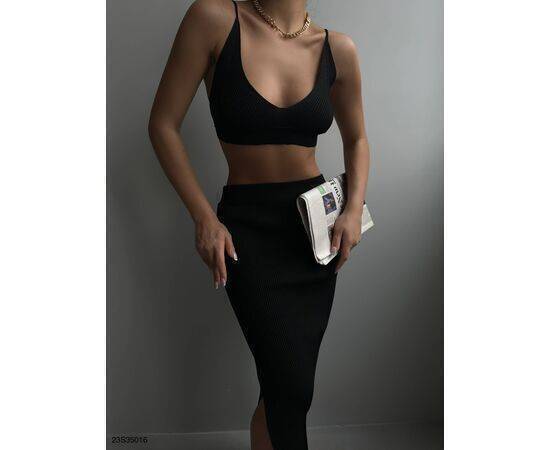 Women's Crop Bustier & Slit Skirt Set