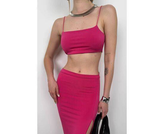 Women's Suspender Crop & Slit Skirt Set