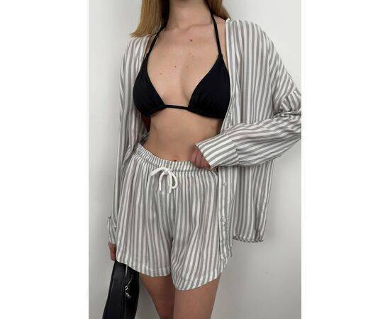 Women's Striped Shirt & Shorts Set