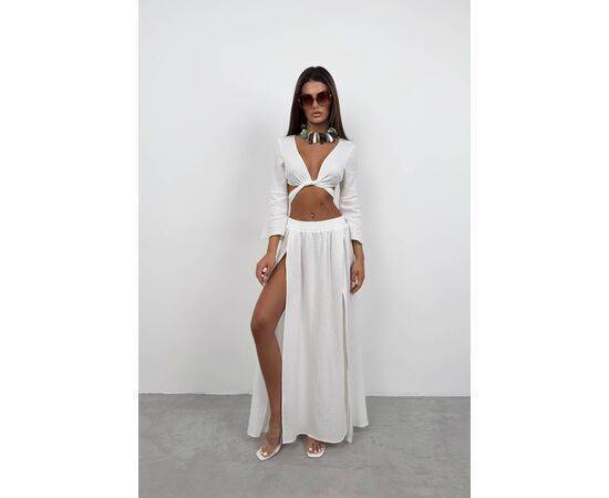 Women's Lace-up Crop Top & Slit Skirt Set