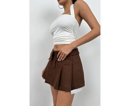 Women's Waist Fold Pleated Mini Skirt