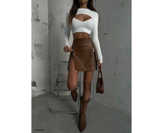 Women's Leather Mini Skirt with Zipper