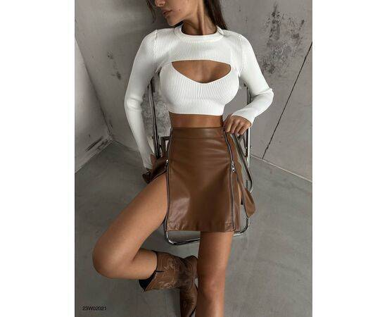 Women's Leather Mini Skirt with Zipper