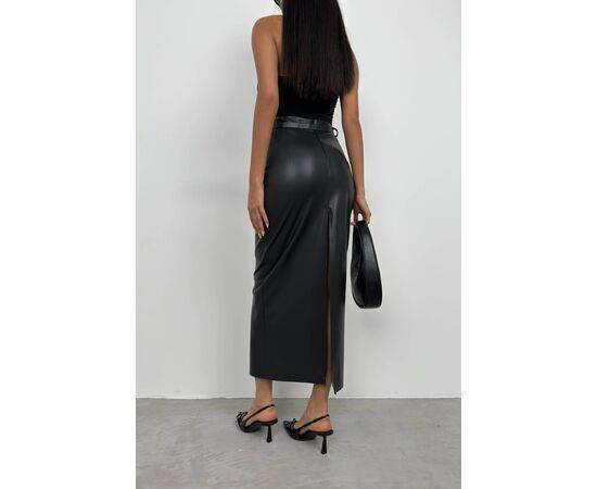 Women's Belt Detail Leather Skirt