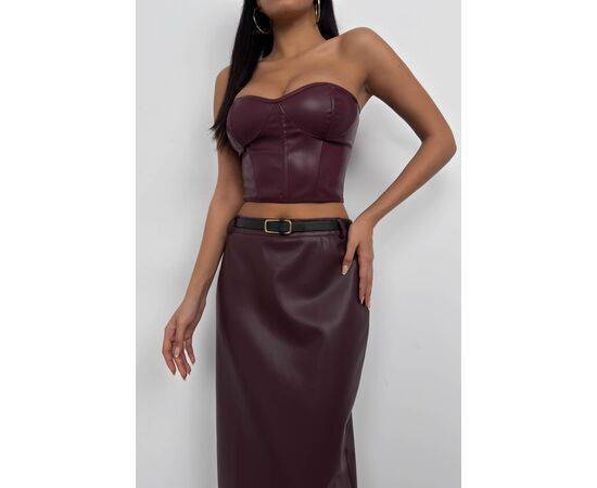 Women's Belt Detail Leather Skirt