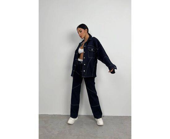 Women's Oversize Denim Jacket with Stitching Detail