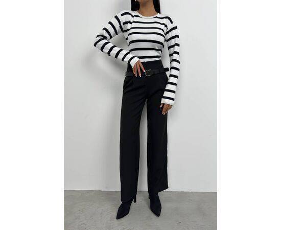 Women's Striped Crew Neck Knitwear Blouse