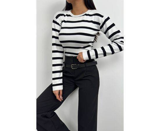 Women's Striped Crew Neck Knitwear Blouse