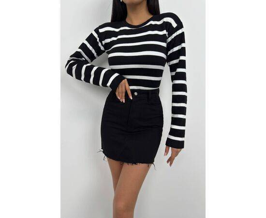 Women's Striped Crew Neck Knitwear Blouse