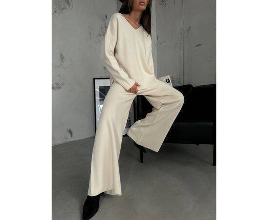 Women's V-Neck Knitwear Sweater & Trousers Set