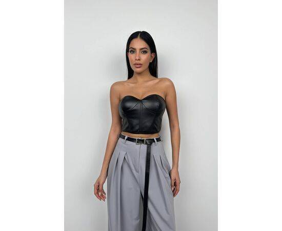 Women's Underwire Leather Crop Top