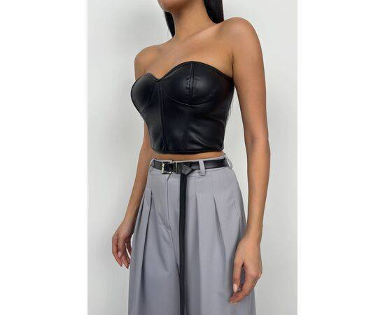 Women's Underwire Leather Crop Top