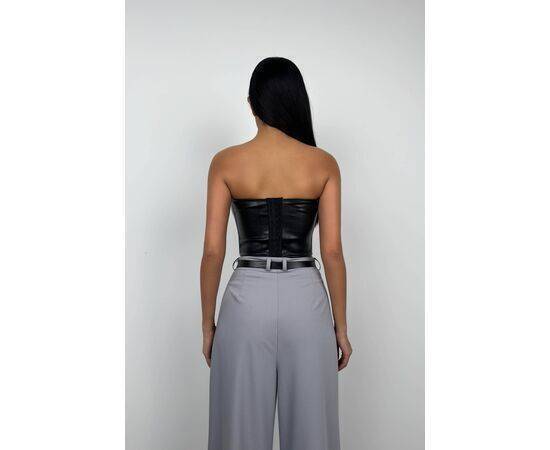 Women's Underwire Leather Crop Top