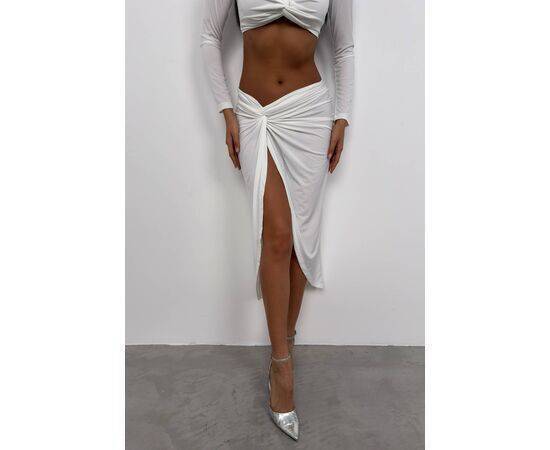 Women's Ruffle Detail Slit Skirt