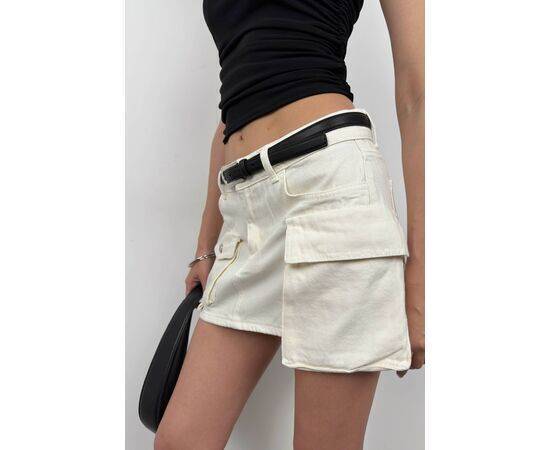 Women's Mini Denim Skirt with Cargo Pockets