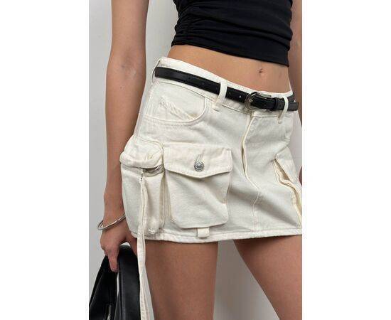 Women's Mini Denim Skirt with Cargo Pockets