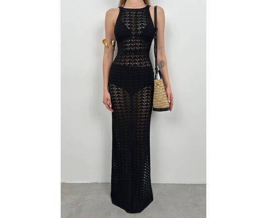 Women's Openwork Dress with Slit Detail