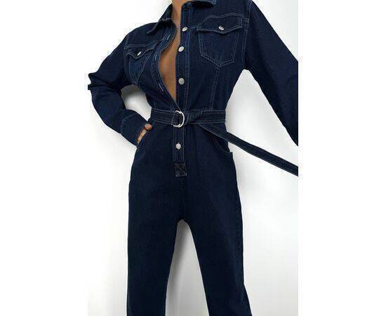 Women's Belt Detail Denim Jumpsuit