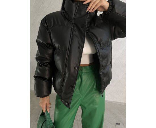 Women's Leather Puffer Jacket