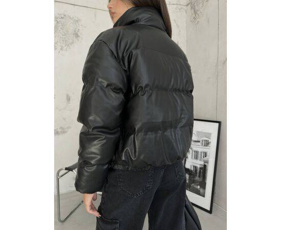 Women's Leather Puffer Jacket