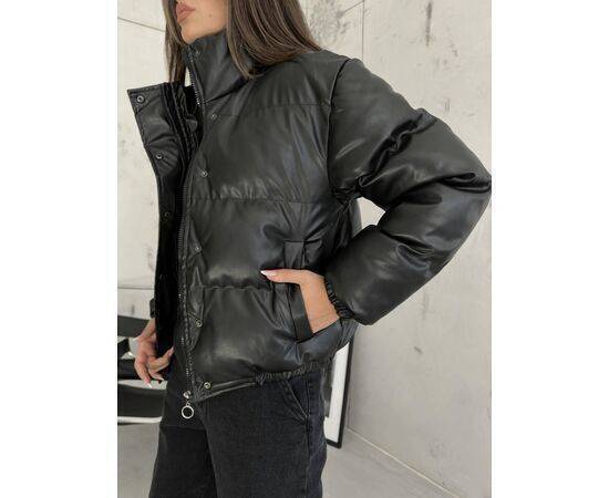 Women's Leather Puffer Jacket